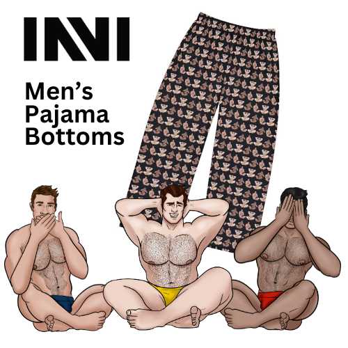All Over Prints Hear No, See No, Speak No EVIL Men's Pajama Pant Bottoms - Black INVI-Expressionwear