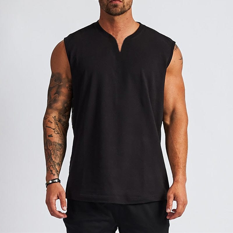 
                  
                    Black / M - US Size Small Split V-neck Fitness Muscle Shirt INVI-Expressionwear
                  
                