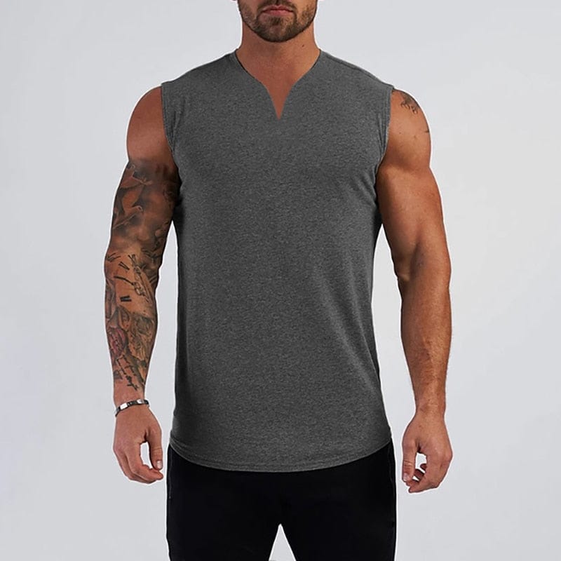 
                  
                    Dark Grey / M - US Size Small Split V-neck Fitness Tank Top INVI-Expressionwear
                  
                