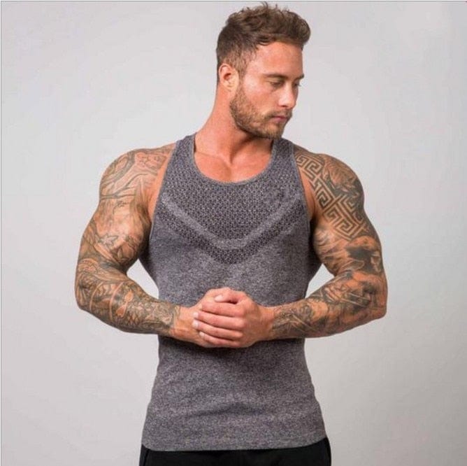 
                  
                    Gray / M - US size Small (chest 36-38") Gym Chest Men's Tank Top Shirt INVI-Expressionwear
                  
                