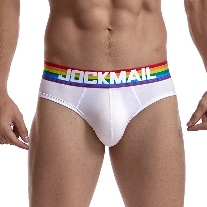 JOCKMAIL Rainbow White Brief Underwear INVI-Expressionwear
