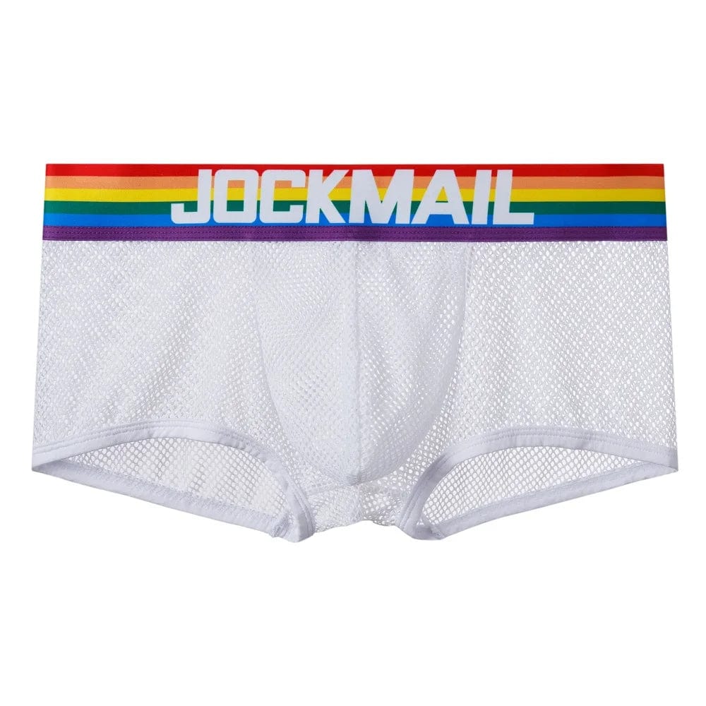 JOCKMAIL Rainbow White MESH Boxer Brief Underwear INVI-Expressionwear