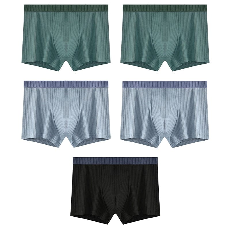 
                  
                    Style 8 - (2) Light Blue; (2) Dark Green; Black / XS - (28-30") / 5 pcs 5 Pack Ribbed Cotton Boxer Briefs INVI-Expressionwear
                  
                