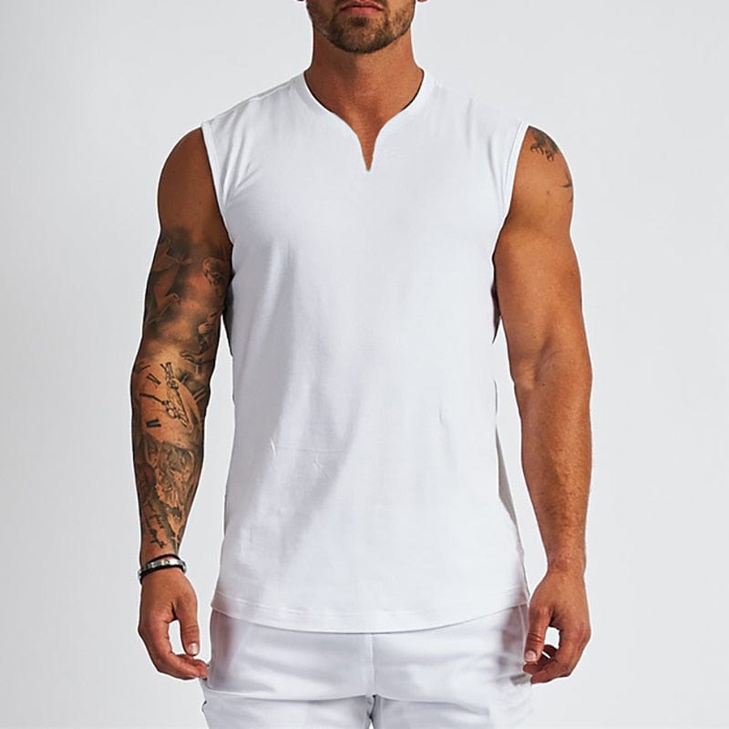 
                  
                    white / M - US Size Small Split V-neck Fitness Tank Top INVI-Expressionwear
                  
                
