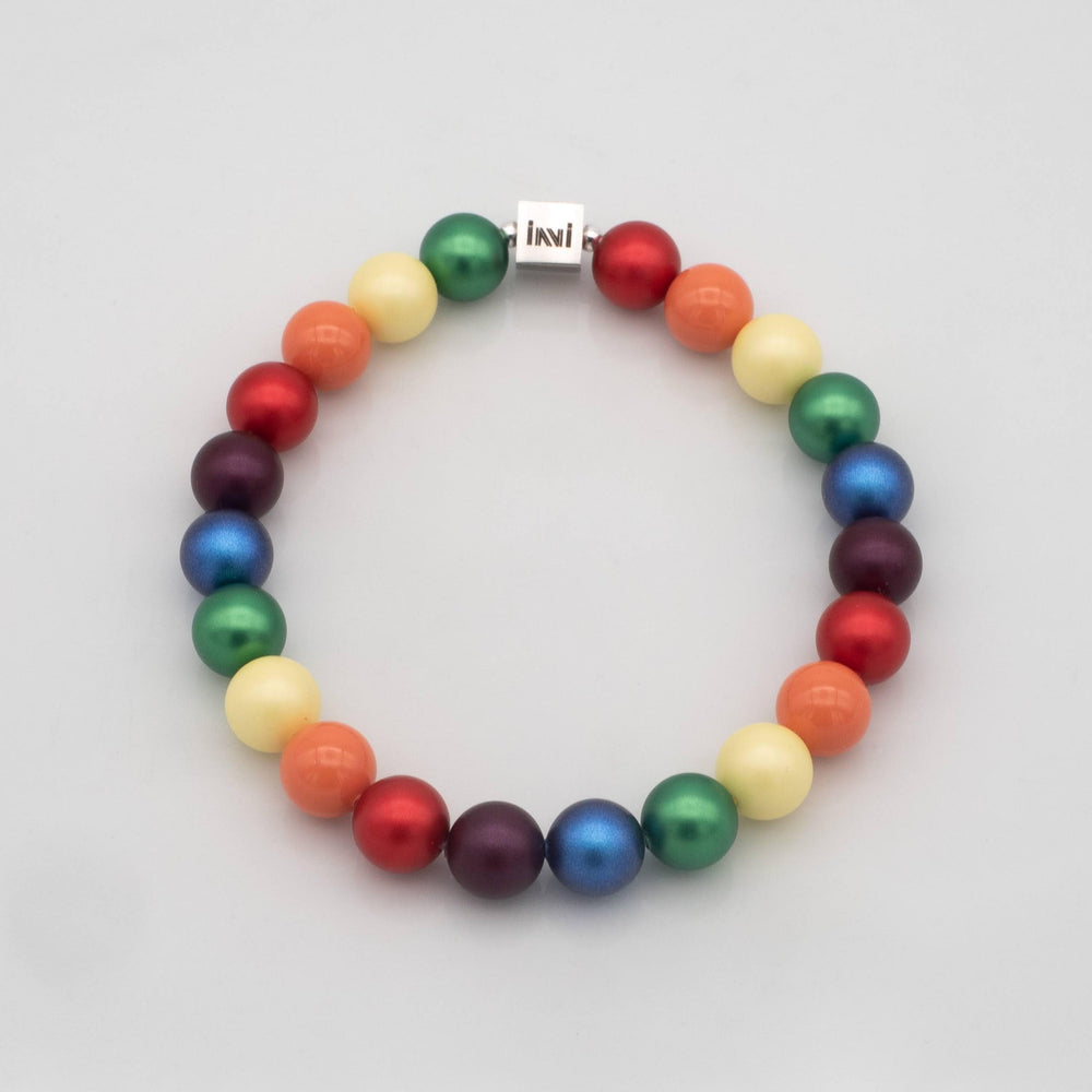 6.5" / 6mm Swarvoski Pearls Crystal Pearl Rainbow Pride Bracelet INVI-Expressionwear