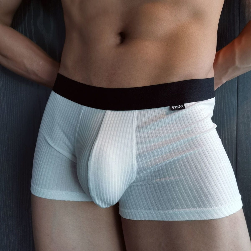A White / M / 1pc Hug-me Boxer Brief Underwear INVI-Expressionwear