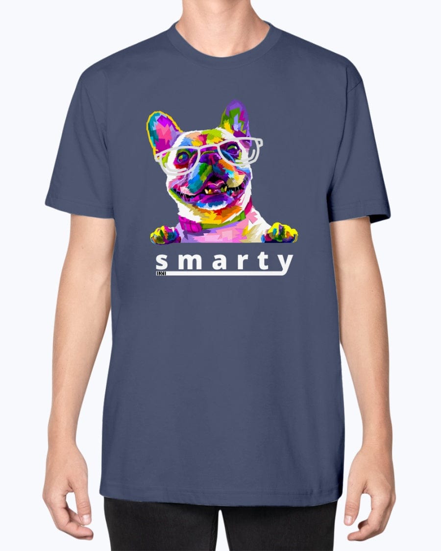 Apparel Navy / Navy / XS Smarty Frenchie Rainbow Dog T-shirt INVI-Expressionwear
