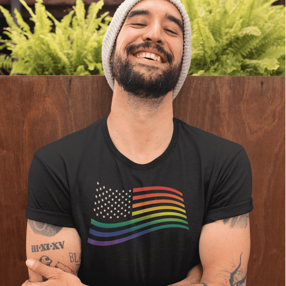 Black / S American Gay Pride T-Shirt INVI-Expressionwear