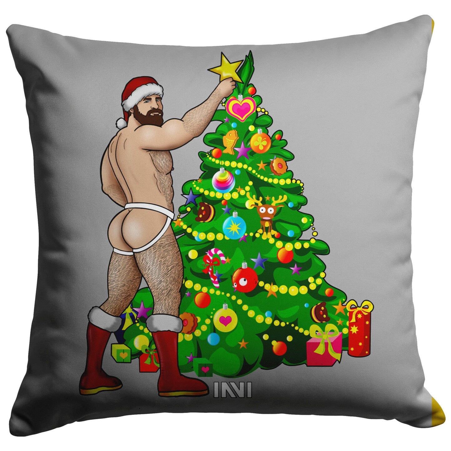 
                  
                    Home Goods 16x16 / Zip Cover Only Man Hunk Christmas Double Sided Gold & Silver Pillow INVI-Expressionwear
                  
                