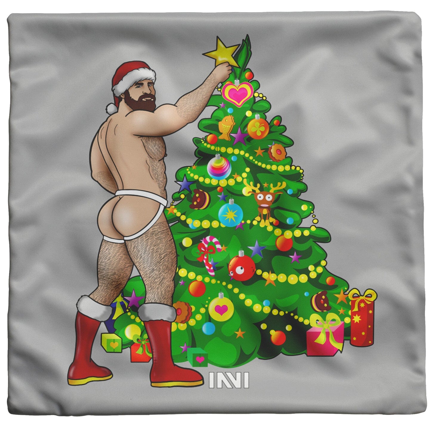 
                  
                    Home Goods 18x18 / Zip Cover Only Man Hunk Christmas Double Sided Gold & Silver Pillow INVI-Expressionwear
                  
                
