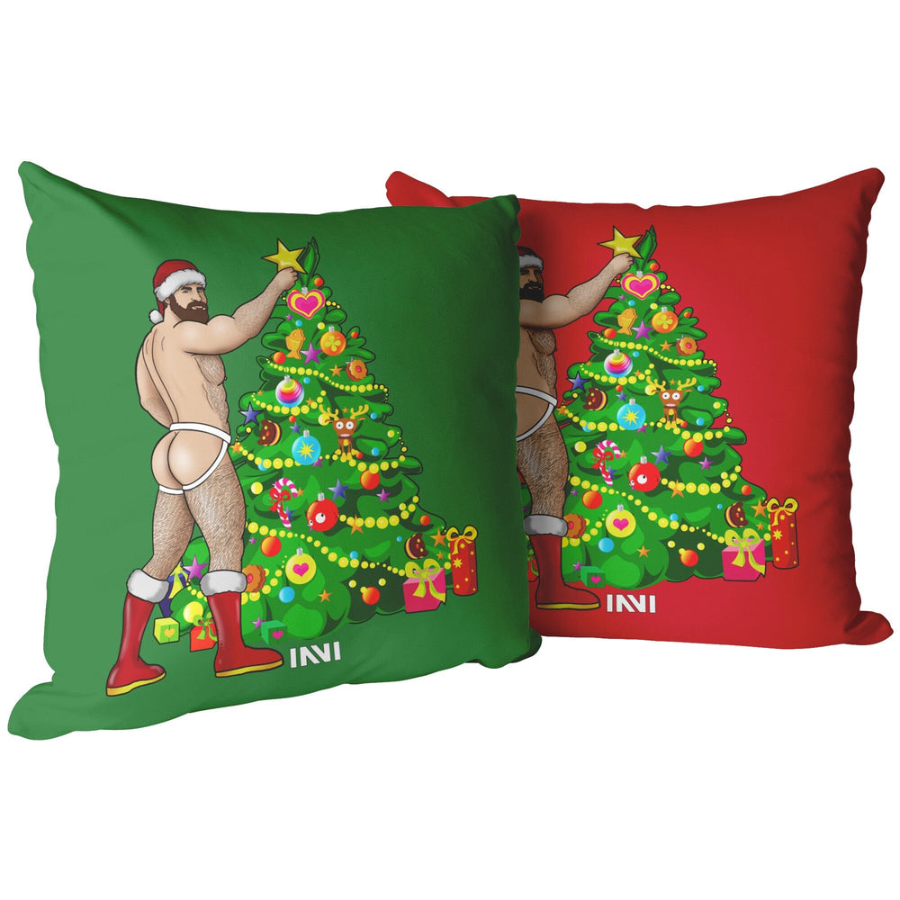 Home Goods Man Hunk Christmas Double Sided Green & Red Pillow INVI-Expressionwear