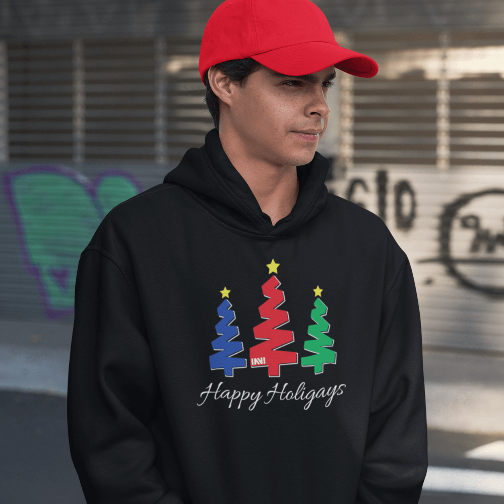 Sweatshirts Black Heather / S Happy Holigays Hoodie INVI-Expressionwear