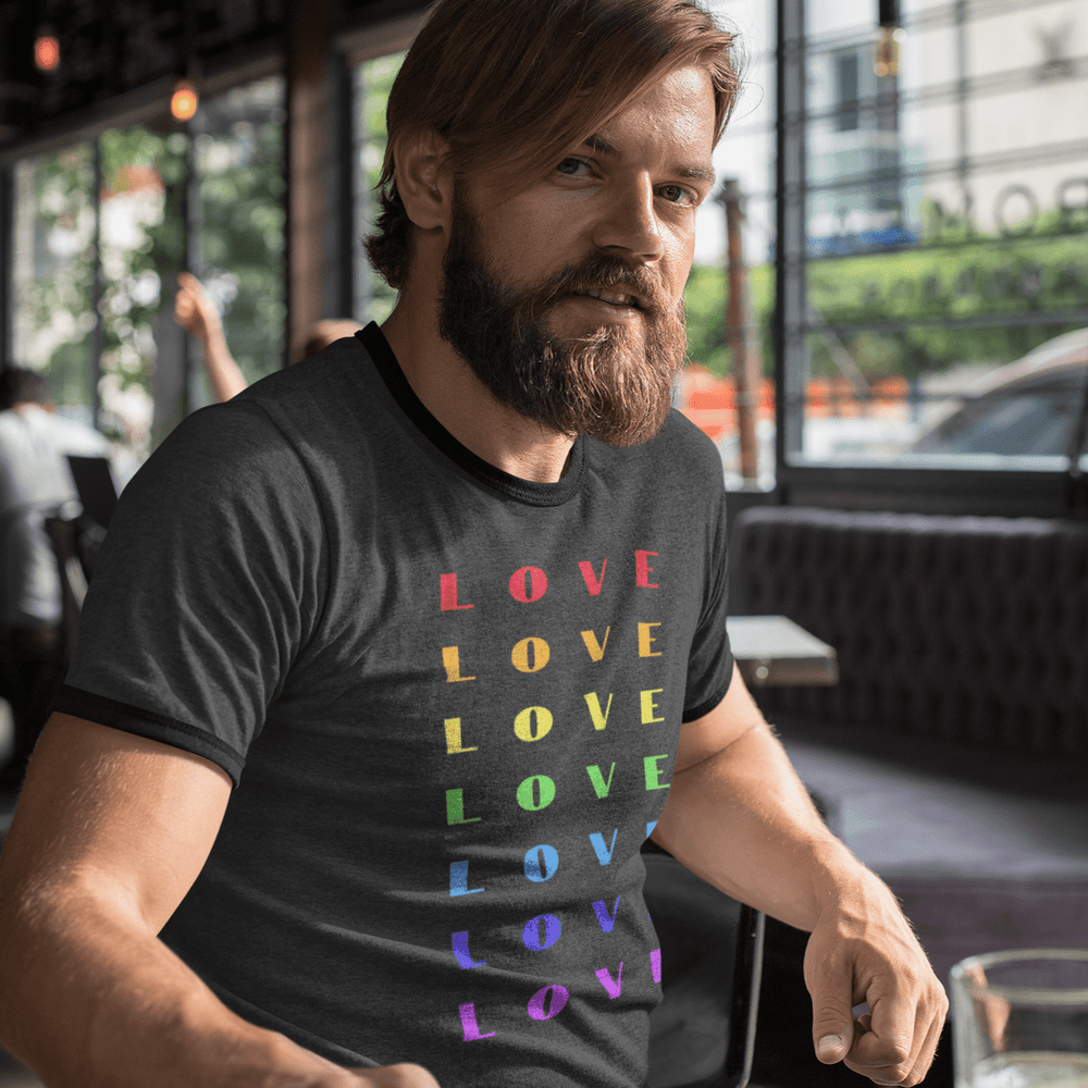 
                  
                    T-Shirt S / Dark Heather Grey / Jet Black Rainbow Love - Ringer Tee INVI-Expressionwear
                  
                